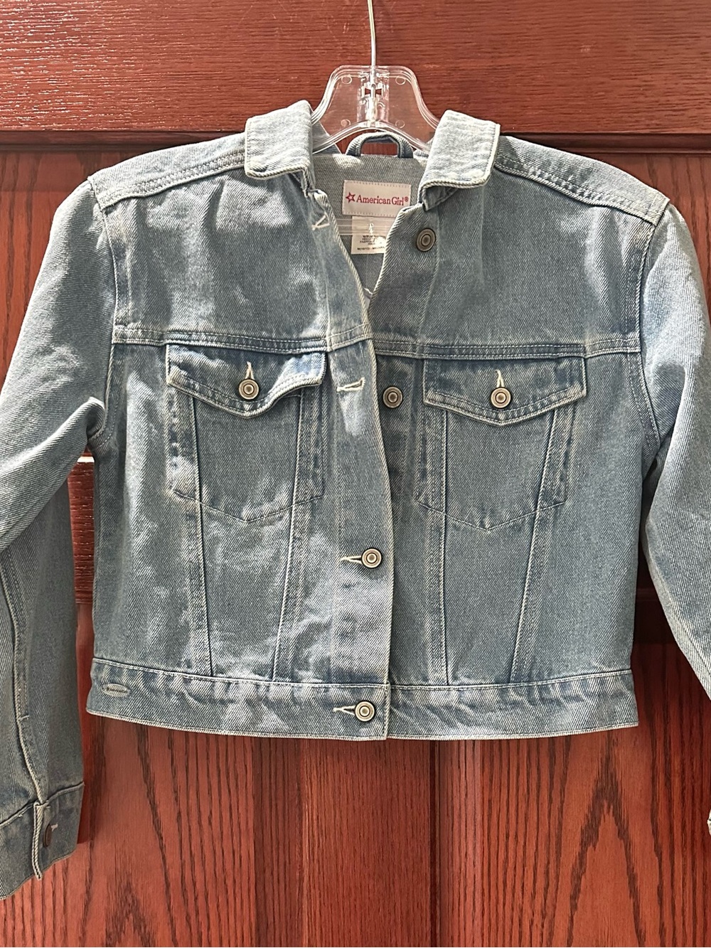 American Girl Light Wash Denim Jacket in Blue